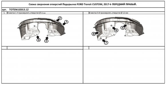 Передний правый подкрылок подходит для фургон FORD Transit CUSTOM 2017 - Totem ТОТЕМ.02013.12