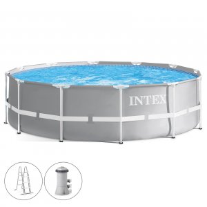 Каркасный бассейн INTEX Prism Frame 366х99 см (серо-голубой) (26716)