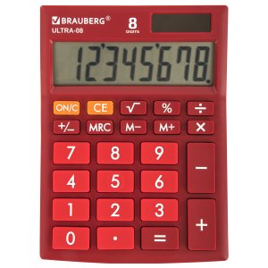 Настольный компактный калькулятор BRAUBERG ULTRA-08-WR (250510)