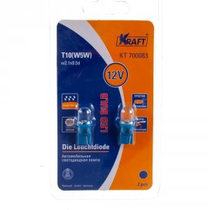 Лампа автомобильная Kraft T10 W5W (W2.1x9.5d) 12V Blue (KT 700083)