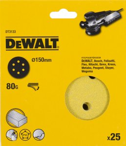 Шлифовальная шкурка для эксцентриковых шлифмашин Dewalt DT 3133 Ф150 Р80 1шт. (DT3133-QZ)