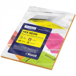 Цветная бумага OfficeSpace neon mix (245192)