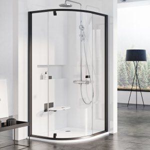 Душевой уголок Ravak Pivot PSKK3 80x80 37644300Z1 профиль Черный стекло прозрачное
