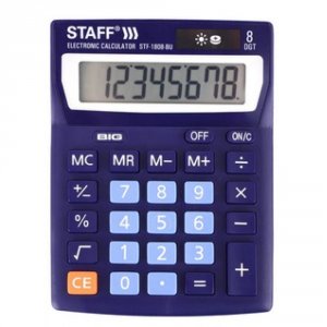 Настольный компактный калькулятор Staff STF-1808-BU (250466)