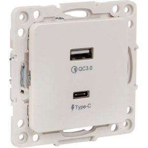 Механизм розетки EKF Стокгольм с 2USB type-A + type-C белый (EYR-2USB-type-C)