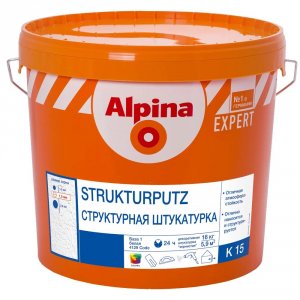 Структурная штукатурка ALPINA Штукатурка декоративная полимерная Alpinа K-15 Expert Strukturputz белая 16 кг (948103235)