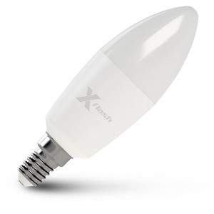 Лампа X-flash C37 E14 9W 230V желтый свет, матовая