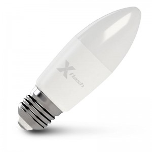 Лампа X-flash C37 E27 9W 230V белый свет, матовая