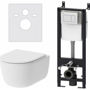 Комплект унитаза с инсталляцией Damixa Sirius DX86.IS10101.1700 с сиденьем Микролифт и Белой клавишей смыва