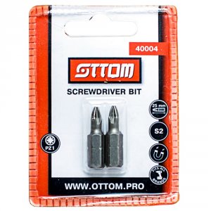 Биты Ottom PZ1x25 мм, S2, 2 шт (40004)