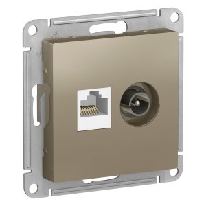 Розетка Schneider Electric ТВ + компьютерная RJ45 2-ая Шампань категории 5Е (ATN000589)