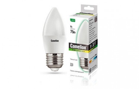 Лампа светодиодная Camelion LED8-C35/830/E27