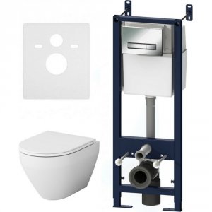 Комплект унитаза с инсталляцией Am.Pm Sprit FlashClean IS30251.701700 с сиденьем Микролифт и клавишей смыва Хром