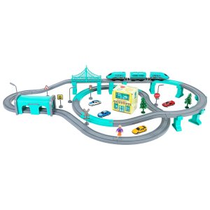 Железная дорога Givito игрушка "Мой город, 92 предмета", на батарейках со звуком (разноцветный)