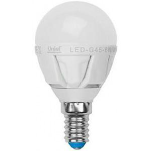 Лампа светодиодная Uniel Led-g45-6w/ww/e14/fr/dim plp01wh