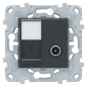 Розетка TV+RJ45 Schneider Electric UNICA NEW антрацит (NU547054)