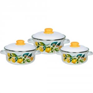 Эмалированный набор посуды Стальэмаль 05 Лимоны в цвету (ТП16637)