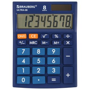Настольный компактный калькулятор BRAUBERG ULTRA-08-BU (250508)