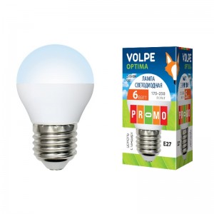 Лампа светодиодная Volpe Led-g45-6w/dw/e27/fr/o