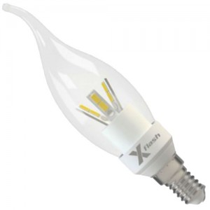 Лампочка X-flash Candle E14 4.5W 220V белый свет, прозрачная колба