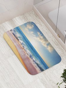 Противоскользящий коврик для ванной, сауны, бассейна JoyArty Волны и солнце (bath_4610)