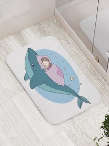 Противоскользящий коврик для ванной, сауны, бассейна JoyArty Девочка с китом (bath_59830)