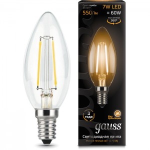 Лампочка Gauss Filament Candle E14 7W 230V желтый свет