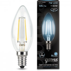 Лампочка Gauss Filament Candle E14 7W 230V белый свет