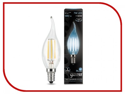 Лампочка Gauss Filament Candle Tailed E14 7W 230V белый свет