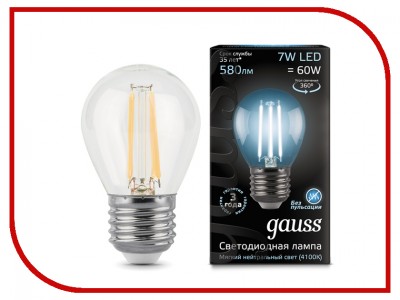 Лампочка Gauss Filament Globe E27 7W 230V белый свет