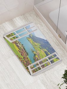 Противоскользящий коврик для ванной, сауны, бассейна JoyArty Холмовое окно (bath_7785)