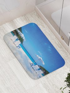 Противоскользящий коврик для ванной, сауны, бассейна JoyArty Белый лежаки (bath_9366)