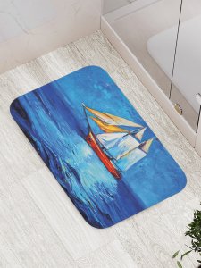 Противоскользящий коврик для ванной, сауны, бассейна JoyArty Корабль в море (bath_30179)