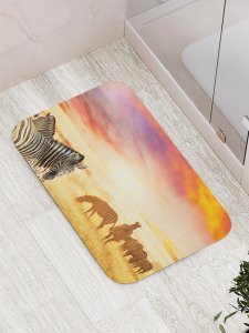 Противоскользящий коврик для ванной, сауны, бассейна JoyArty Мирные зебры (bath_14683)
