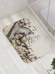 Противоскользящий коврик для ванной, сауны, бассейна JoyArty Музыкальные бабочки (bath_11022)