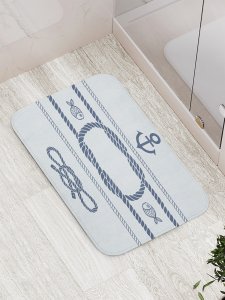 Противоскользящий коврик для ванной, сауны, бассейна JoyArty Рыбы и якоря (bath_4907)