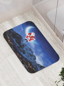 Противоскользящий коврик для ванной, сауны, бассейна JoyArty Санта на луне (bath_5741)