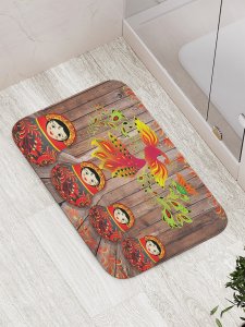Противоскользящий коврик для ванной, сауны, бассейна JoyArty Расписные матрешки (bath_7323)