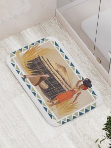 Противоскользящий коврик для ванной, сауны, бассейна JoyArty Африканский быт (bath_23226)