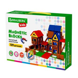 Конструктор BRAUBERG Mega Magnetic Build Blocks-129 Построй дом