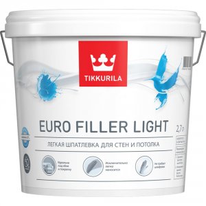 Финишная легкая шпаклевка для стен и потолков Tikkurila Euro Filler Light белая 2,7 л (700009482)