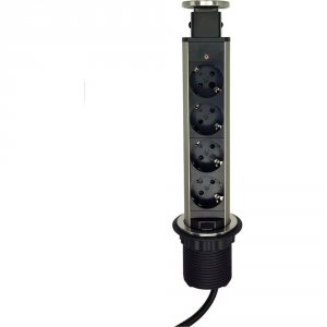Вертикальная выдвижная механическая розетка ROCKETSOCKET Розетка вертикальная выдвижная механическая 4EU, кабель 2м, RocketSocket, посадочный ⌀ 60мм