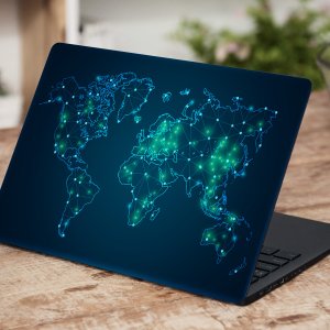 Наклейки на ноутбук VEROL Карта мира зеленый (Н0445-З/)