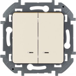 Двухклавишный выключатель Legrand Inspiria 2 клавиши с индикацией слоновая кость (673631)