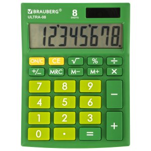 Настольный компактный калькулятор BRAUBERG ULTRA-08-GN (250509)