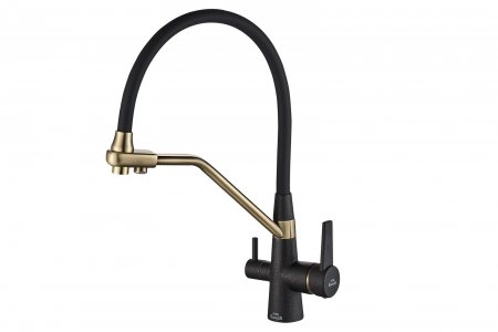 Смеситель для кухни Zorg Steel Hammer SH 903-6 BLACK BR Черный матовый Бронза