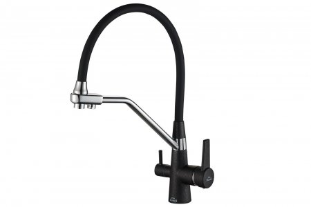 Смеситель для кухни Zorg Steel Hammer SH 903-6 BLACK CR Черный матовый Хром