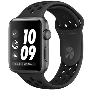Умные часы Apple Watch Series 3 Nike+ 38 мм "Серый Космос", Спортивный браслет «Антрацитовый/Черный» (MQKY2RU/A)