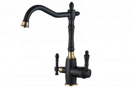 Смеситель для кухни Zorg Steel Hammer SH 812 BLACK BR Черный матовый Бронза