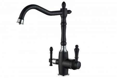 Смеситель для кухни Zorg Steel Hammer SH 812 BLACK CR Черный матовый Хром